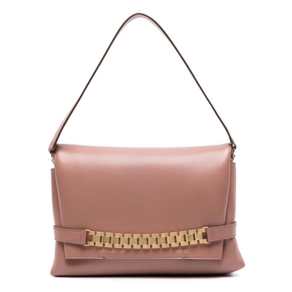 New with tags Victoria Beckham chain pouch with strap in color Truffle.